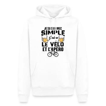 Je Suis Un Mec Simple J'aime Le Vélo Et L'apéro - Sweat à capuche Premium bio Homme - blanc - Devant - Nico (187cm)