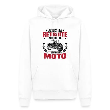 Retraite motard cadeau humour motard retraité moto - Sweat à capuche Premium bio Homme - blanc - Devant - Nico (187cm)