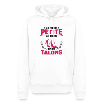 Je ne suis pas petite, Cadeau humour femme - Sweat à capuche Premium bio Homme - blanc - Devant - Nico (187cm)