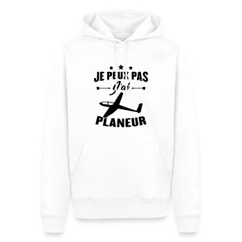 Je peux pas j'ai planeur - Sweat à capuche Premium bio Homme - blanc - Devant - Nico (187cm)