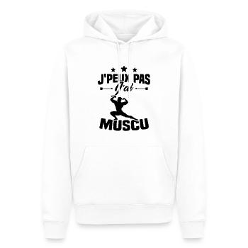 Je peux pas j'ai muscu - Sweat à capuche Premium bio Homme - blanc - Devant - Nico (187cm)