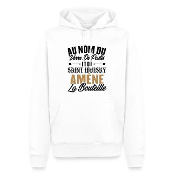 Au nom du verre de pastis et du saint whisky amène - Sweat à capuche Premium bio Homme - blanc - Devant - Nico (187cm)