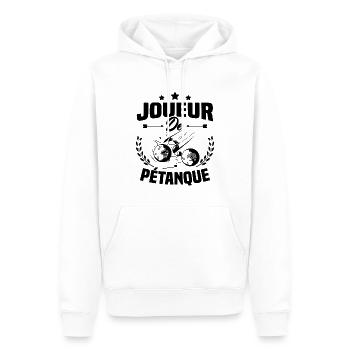 Joueur De Pétanque, Humour Cadeau Pétanque - Sweat à capuche Premium bio Homme - blanc - Devant - Nico (187cm)