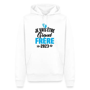 Cadeau Je vais être grand frère 2023 - Sweat à capuche Premium bio Homme - blanc - Devant - Nico (187cm)