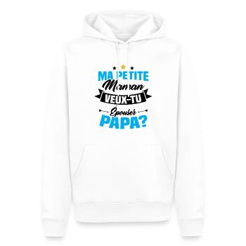 Ma Petite Maman Veux Tu Épouser Papa ? - Sweat à capuche Premium bio Homme - blanc - Devant - Nico (187cm)