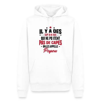 Papou super héros cadeau grand-père - Sweat à capuche Premium bio Homme - blanc - Devant - Nico (187cm)