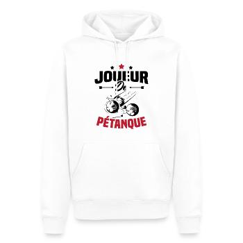 Joueur De Pétanque, Humour Cadeau Pétanque - Sweat à capuche Premium bio Homme - blanc - Devant - Nico (187cm)