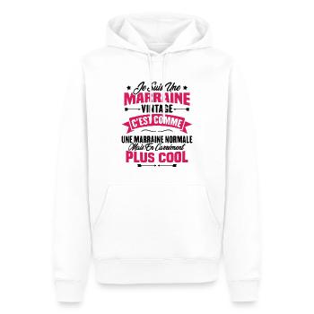 Je suis une marraine vintage - Sweat à capuche Premium bio Homme - blanc - Devant - Nico (187cm)