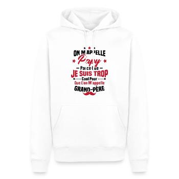 Papy car je suis trop cool / Cadeau grand-père - Sweat à capuche Premium bio Homme - blanc - Devant - Nico (187cm)