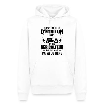 Pas facile d'être un Papa et un Agriculteur - Sweat à capuche Premium bio Homme - blanc - Devant - Nico (187cm)