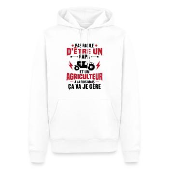 Pas facile d'être un Papa et un Agriculteur - Sweat à capuche Premium bio Homme - blanc - Devant - Nico (187cm)