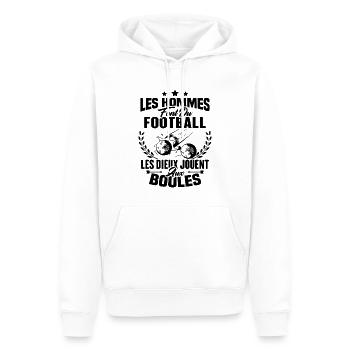 Hommes font du football les dieux jouent aux boule - Sweat à capuche Premium bio Homme - blanc - Devant - Nico (187cm)