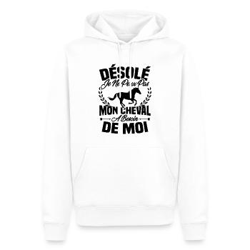 Désolé je ne peux pas mon cheval a besoin de moi - Sweat à capuche Premium bio Homme - blanc - Devant - Nico (187cm)