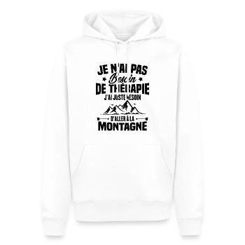 Cadeau J'ai juste besoin d'aller à la montagne - Sweat à capuche Premium bio Homme - blanc - Devant - Nico (187cm)