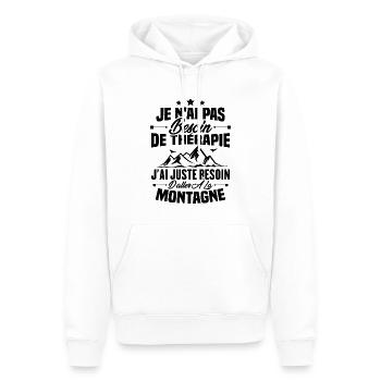 Cadeau J'ai juste besoin d'aller à la montagne - Sweat à capuche Premium bio Homme - blanc - Devant - Nico (187cm)