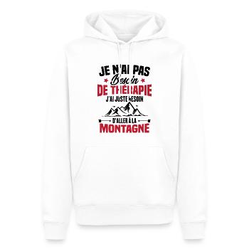 Cadeau J'ai juste besoin d'aller à la montagne - Sweat à capuche Premium bio Homme - blanc - Devant - Nico (187cm)