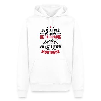 Cadeau J'ai juste besoin d'aller à la montagne - Sweat à capuche Premium bio Homme - blanc - Devant - Nico (187cm)