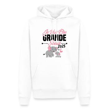 Je Vais Être Grande Sœur 2025, Annonce Grossesse - Sweat à capuche Premium bio Homme - blanc - Devant - Nico (187cm)