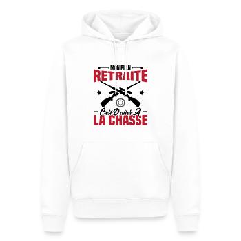 Mon plan retraite c'est d'aller à la chasse - Sweat à capuche Premium bio Homme - blanc - Devant - Nico (187cm)