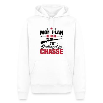 Mon plan retraite c'est d'aller à la chasse - Sweat à capuche Premium bio Homme - blanc - Devant - Nico (187cm)