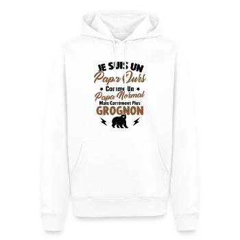 Je suis un papa ours c'est comme un papa normal - Sweat à capuche Premium bio Homme - blanc - Devant - Nico (187cm)