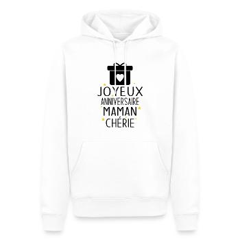Cadeau Joyeux Anniversaire Maman Chérie - Sweat à capuche Premium bio Homme - blanc - Devant - Nico (187cm)