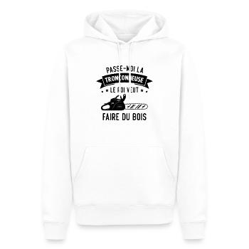 passe moi la Tronçonneuse le roi veut faire du boi - Sweat à capuche Premium bio Homme - blanc - Devant - Nico (187cm)