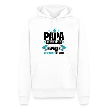 Si papa ne peut pas le réparer, personne ne peut - Sweat à capuche Premium bio Homme - blanc - Devant - Nico (187cm)