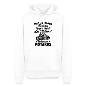 Les meilleurs hommes deviennent motards - Sweat à capuche Premium bio Homme - blanc - Devant - Nico (187cm)