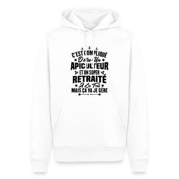 Un apiculteur et un super retraité - Sweat à capuche Premium bio Homme - blanc - Devant - Nico (187cm)