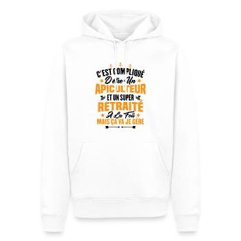 Un apiculteur et un super retraité - Sweat à capuche Premium bio Homme - blanc - Devant - Nico (187cm)