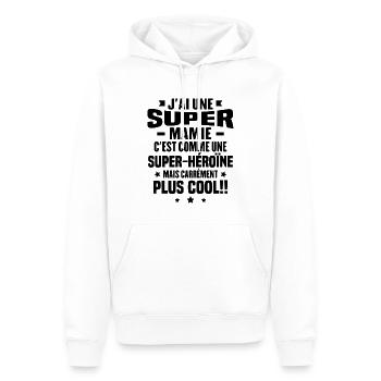 J'ai une super mamie c'est comme une super héroïne - Sweat à capuche Premium bio Homme - blanc - Devant - Nico (187cm)