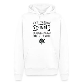 J'ai juste besoin d'aller faire de la voile - Sweat à capuche Premium bio Homme - blanc - Devant - Nico (187cm)