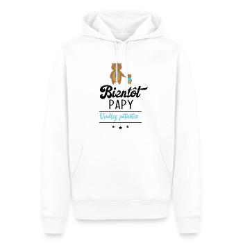 Bientôt Papy veuillez patienter, Cadeau futur papy - Sweat à capuche Premium bio Homme - blanc - Devant - Nico (187cm)