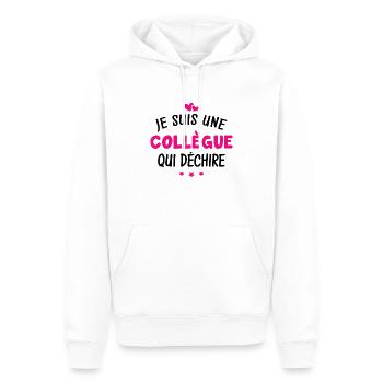 Je suis une collègue qui déchire - Sweat à capuche Premium bio Homme - blanc - Devant - Nico (187cm)
