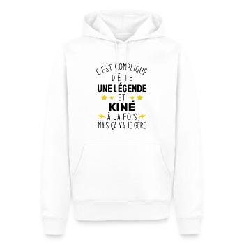 Une légende et Kiné - Sweat à capuche Premium bio Homme - blanc - Devant - Nico (187cm)