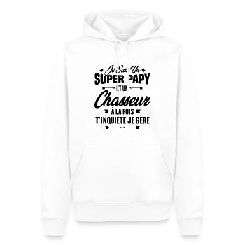 Je suis un super papy et un chasseur, Cadeau papy - Sweat à capuche Premium bio Homme - blanc - Devant - Nico (187cm)