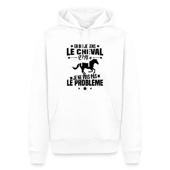 Je sens le cheval et non je ne vois le problème - Sweat à capuche Premium bio Homme - blanc - Devant - Nico (187cm)