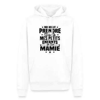 Prendre soin de mes petits enfants, Je suis mamie - Sweat à capuche Premium bio Homme - blanc - Devant - Nico (187cm)