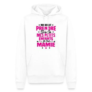 Prendre soin de mes petits enfants, Je suis mamie - Sweat à capuche Premium bio Homme - blanc - Devant - Nico (187cm)