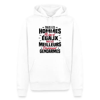 Les meilleurs hommes deviennent gendarmes - Sweat à capuche Premium bio Homme - blanc - Devant - Nico (187cm)
