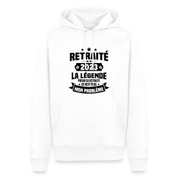 Cadeau retraité 2023, La légende prend sa retraite - Sweat à capuche Premium bio Homme - blanc - Devant - Nico (187cm)