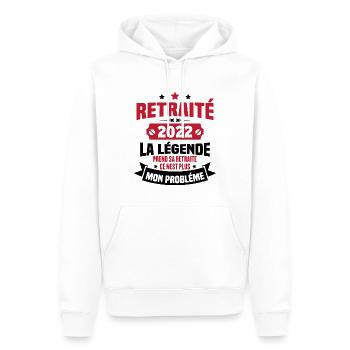 Cadeau retraité 2022, La légende prend sa retraite - Sweat à capuche Premium bio Homme - blanc - Devant - Nico (187cm)