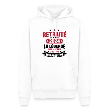Cadeau retraité 2024, La légende prend sa retraite - Sweat à capuche Premium bio Homme - blanc - Devant - Nico (187cm)
