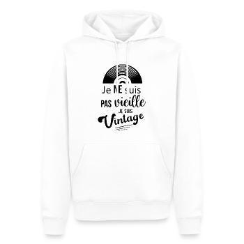 Je ne suis pas vieille, je suis vintage - Sweat à capuche Premium bio Homme - blanc - Devant - Nico (187cm)