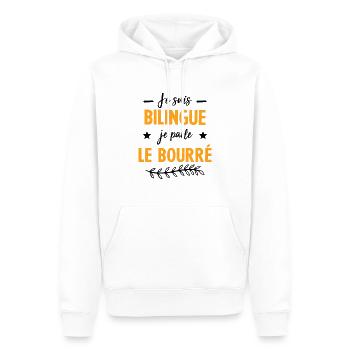 Je suis bilingue je parle le bourré - Sweat à capuche Premium bio Homme - blanc - Devant - Nico (187cm)