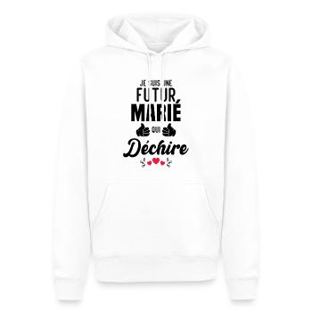 Cadeau Je suis un futur marié qui déchire - Sweat à capuche Premium bio Homme - blanc - Devant - Nico (187cm)