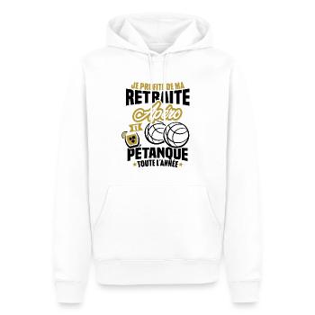 Je profite de ma retraite apéro et pétanque - Sweat à capuche Premium bio Homme - blanc - Devant - Nico (187cm)