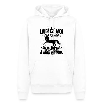 Cadeau aujourd'hui je parle seulement à mon cheval - Sweat à capuche Premium bio Homme - blanc - Devant - Nico (187cm)