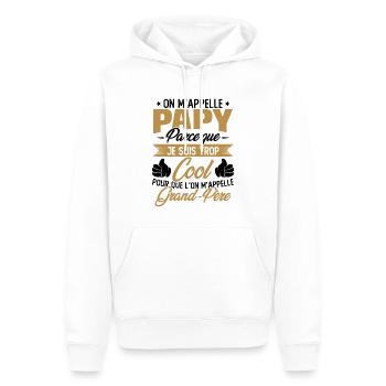 On M'appelle Papy Parce Que Je Suis Trop Cool - Sweat à capuche Premium bio Homme - blanc - Devant - Nico (187cm)